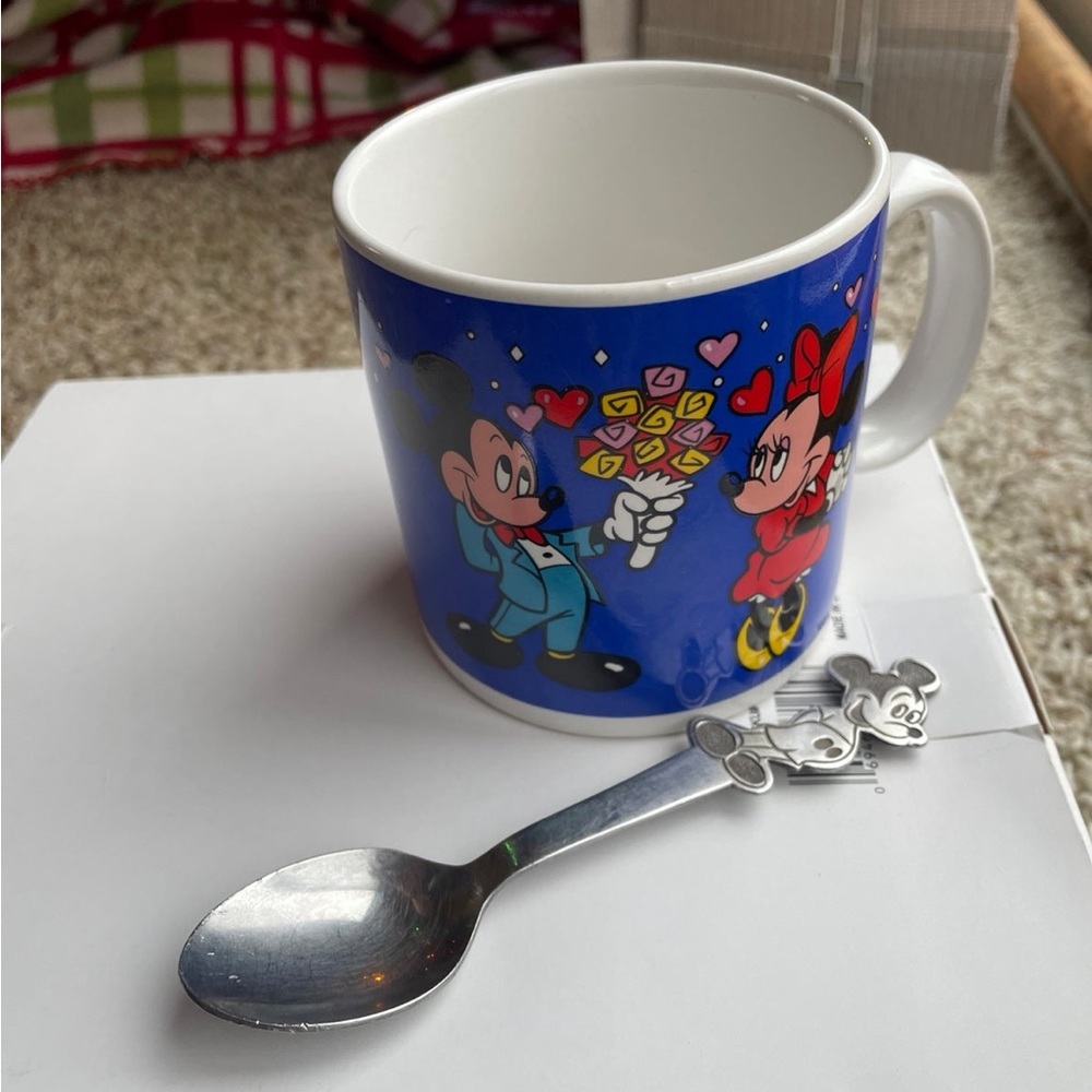 Disney Mickey Mouse Vintage Spoon and Mug Authentic Walt Disney Collectible Set